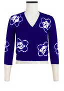 Charlotte Cardigan V Neck 3/4 Sleeve_70% Silk 30% Cashmere (Star Shibori)