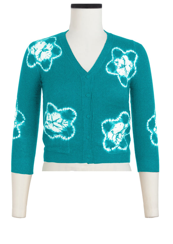 Charlotte Cardigan V Neck 3/4 Sleeve_70% Silk 30% Cashmere (Star Shibori)