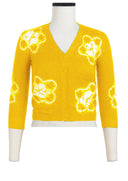Charlotte Cardigan V Neck 3/4 Sleeve_70% Silk 30% Cashmere (Star Shibori)