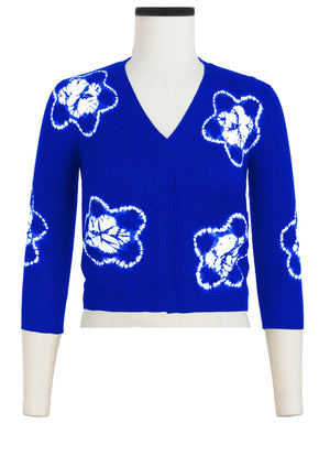 Charlotte Cardigan V Neck 3/4 Sleeve_70% Silk 30% Cashmere (Star Shibori)