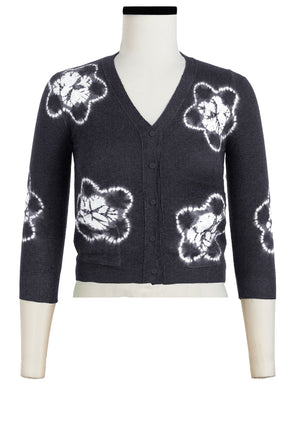 Charlotte Cardigan V Neck 3/4 Sleeve_70% Silk 30% Cashmere (Star Shibori)