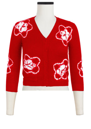 Charlotte Cardigan V Neck 3/4 Sleeve_70% Silk 30% Cashmere (Star Shibori)