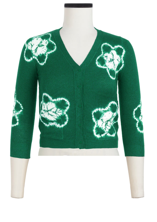 Charlotte Cardigan V Neck 3/4 Sleeve_70% Silk 30% Cashmere (Star Shibori)