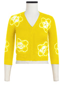 Charlotte Cardigan V Neck 3/4 Sleeve_70% Silk 30% Cashmere (Star Shibori)