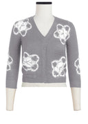 Charlotte Cardigan V Neck 3/4 Sleeve_70% Silk 30% Cashmere (Star Shibori)