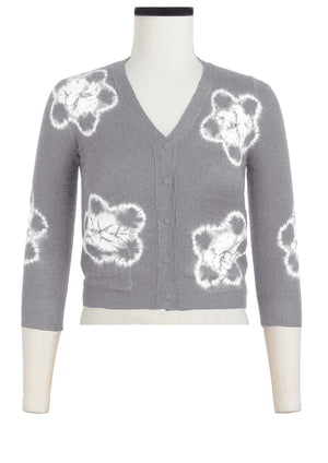 Charlotte Cardigan V Neck 3/4 Sleeve_70% Silk 30% Cashmere (Star Shibori)