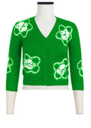 Charlotte Cardigan V Neck 3/4 Sleeve_70% Silk 30% Cashmere (Star Shibori)