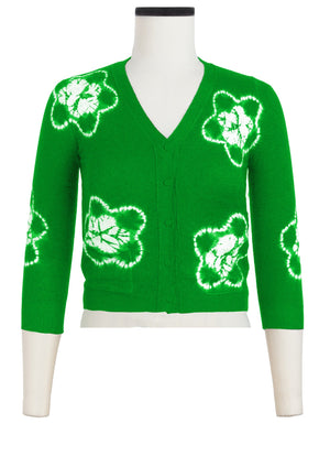 Charlotte Cardigan V Neck 3/4 Sleeve_70% Silk 30% Cashmere (Star Shibori)