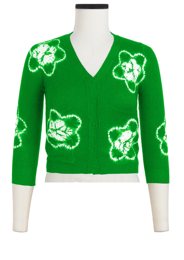 Charlotte Cardigan V Neck 3/4 Sleeve_70% Silk 30% Cashmere (Star Shibori)