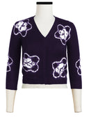 Charlotte Cardigan V Neck 3/4 Sleeve_70% Silk 30% Cashmere (Star Shibori)