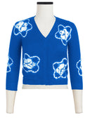Charlotte Cardigan V Neck 3/4 Sleeve_70% Silk 30% Cashmere (Star Shibori)