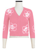 Charlotte Cardigan V Neck 3/4 Sleeve_70% Silk 30% Cashmere (Star Shibori)