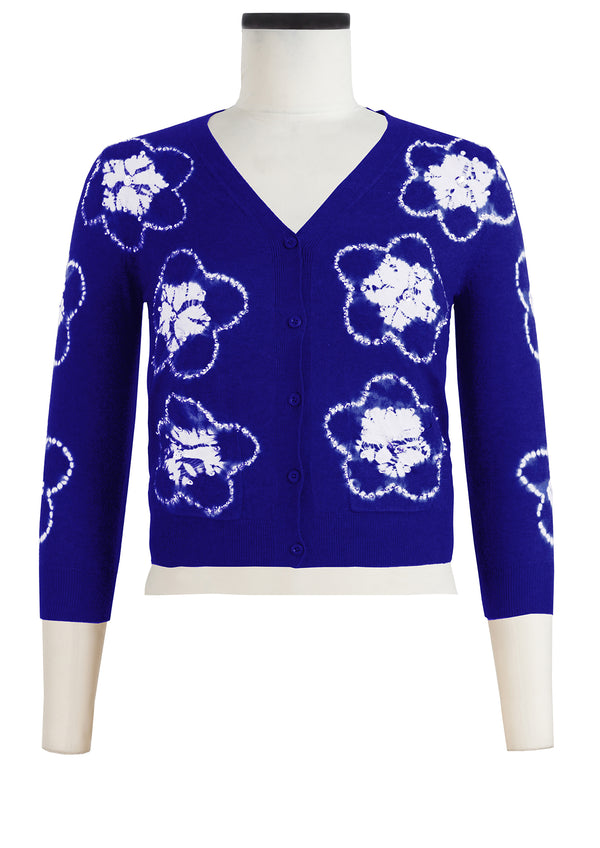 Charlotte Cardigan V Neck 3/4 Sleeve_70% Silk 30% Cashmere (Starlet Shibori)