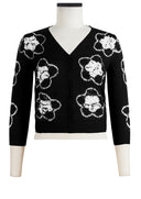 Charlotte Cardigan V Neck 3/4 Sleeve_70% Silk 30% Cashmere (Starlet Shibori)