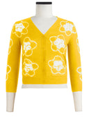 Charlotte Cardigan V Neck 3/4 Sleeve_70% Silk 30% Cashmere (Starlet Shibori)