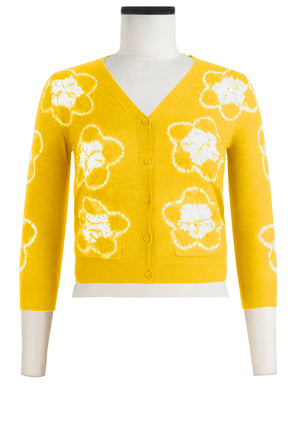 Charlotte Cardigan V Neck 3/4 Sleeve_70% Silk 30% Cashmere (Starlet Shibori)