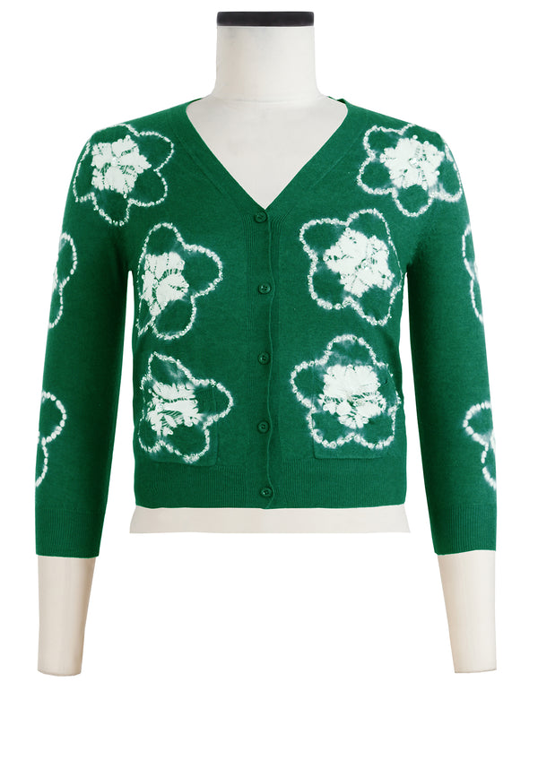 Charlotte Cardigan V Neck 3/4 Sleeve_70% Silk 30% Cashmere (Starlet Shibori)