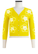 Charlotte Cardigan V Neck 3/4 Sleeve_70% Silk 30% Cashmere (Starlet Shibori)