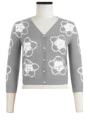 Charlotte Cardigan V Neck 3/4 Sleeve_70% Silk 30% Cashmere (Starlet Shibori)