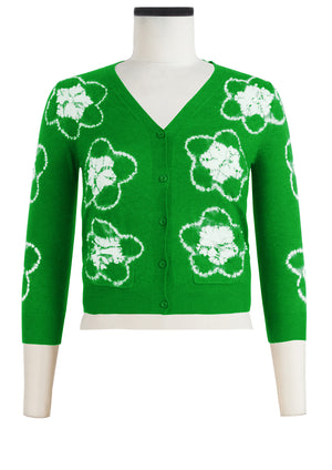 Charlotte Cardigan V Neck 3/4 Sleeve_70% Silk 30% Cashmere (Starlet Shibori)