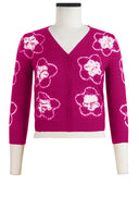 Charlotte Cardigan V Neck 3/4 Sleeve_70% Silk 30% Cashmere (Starlet Shibori)