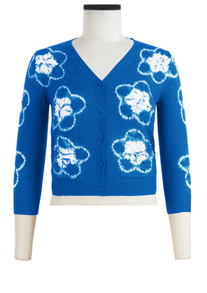 Charlotte Cardigan V Neck 3/4 Sleeve_70% Silk 30% Cashmere (Starlet Shibori)