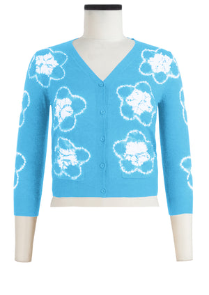 Charlotte Cardigan V Neck 3/4 Sleeve_70% Silk 30% Cashmere (Starlet Shibori)