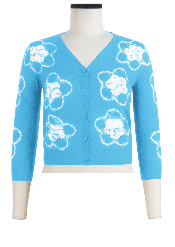 Charlotte Cardigan V Neck 3/4 Sleeve_70% Silk 30% Cashmere (Starlet Shibori)