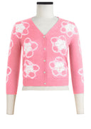 Charlotte Cardigan V Neck 3/4 Sleeve_70% Silk 30% Cashmere (Starlet Shibori)