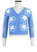 Charlotte Cardigan V Neck 3/4 Sleeve_70% Silk 30% Cashmere (Starlet Shibori)