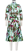 Audrey Dress #3 Shirt Collar 3/4 Sleeve Cotton Stretch (Summer Vegetables)