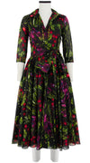 Aster Dress Shirt Collar 3/4 Sleeve Midi Length Cotton Musola (Summer Vegetables)