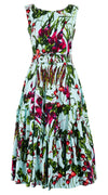 Amanda Dress Boat Neck Sleeveless Midi Length Cotton Stretch (Summer Vegetables)