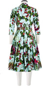 Audrey Dress #2 Shirt Collar 3/4 Sleeve Cotton Stretch (Summer Vegetables)