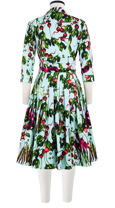 Audrey Dress #2 Shirt Collar 3/4 Sleeve Cotton Stretch (Summer Vegetables)