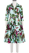 Audrey Dress #2 Shirt Collar 3/4 Sleeve Cotton Stretch (Summer Vegetables)