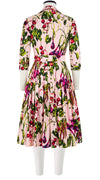Audrey Dress #2 Shirt Collar 3/4 Sleeve Long Length Cotton Stretch (Summer Vegetables)