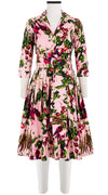 Audrey Dress #2 Shirt Collar 3/4 Sleeve Cotton Stretch (Summer Vegetables)