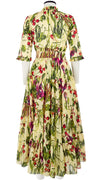 Eden Dress Crew Neck 3/4 Sleeve with Hamilton Belt Maxi Length Cotton Musola (Summer Vegetables)