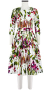 Florance Dress Crew Neck 3/4 Sleeve Long Length Cotton Stretch (Summer Vegetables)