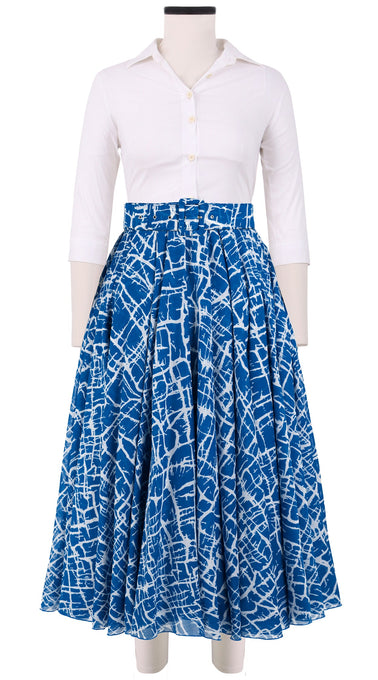 Aster Skirt #1 with Belt Midi Length Cotton Musola (Thorn Branches)
