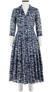 Audrey Dress #4 Shirt Collar 3/4 Sleeve Midi Plus Length Cotton Musola (Thorn Branches)
