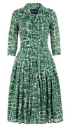 Audrey Dress #4 Shirt Collar 3/4 Sleeve Long Length Cotton Musola (Thorn Branches)