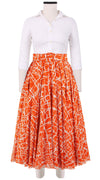 Aster Skirt #1 with Belt Midi Length Cotton Musola (Thorn Branches)