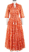 Eden Dress Crew Neck 3/4 Sleeve with Hamilton Belt Maxi Length Cotton Musola (Thorn Branches)