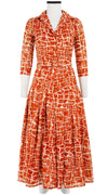 Zeller Dress Shirt Collar 3/4 Sleeve Midi Plus Length Cotton Musola (Thorn Branches)