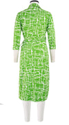 Hepburn Dress Shirt Collar 3/4 Sleeve Long Length Cotton Stretch (Thorn Branches)