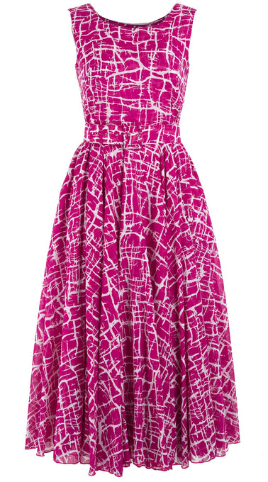 Aster Dress Boat Neck Mini Cap Sleeve Midi Length Cotton Musola (Thorn Branches)