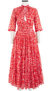 Eden Dress Crew Neck 3/4 Sleeve with Hamilton Belt Maxi Length Cotton Musola (Thorn Branches)