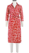 Hepburn Dress Shirt Collar 3/4 Sleeve Long Length Cotton Stretch (Thorn Branches)